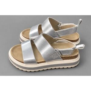 Carter's | Toddler Girls Silver Metallic Glitter Platform Sandals | Size 4